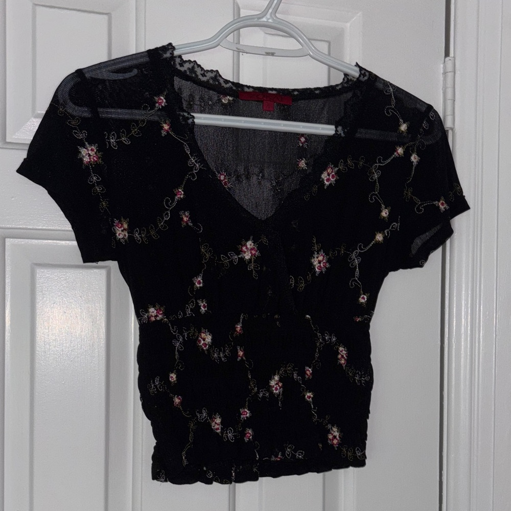 Vintage Zokai black floral top